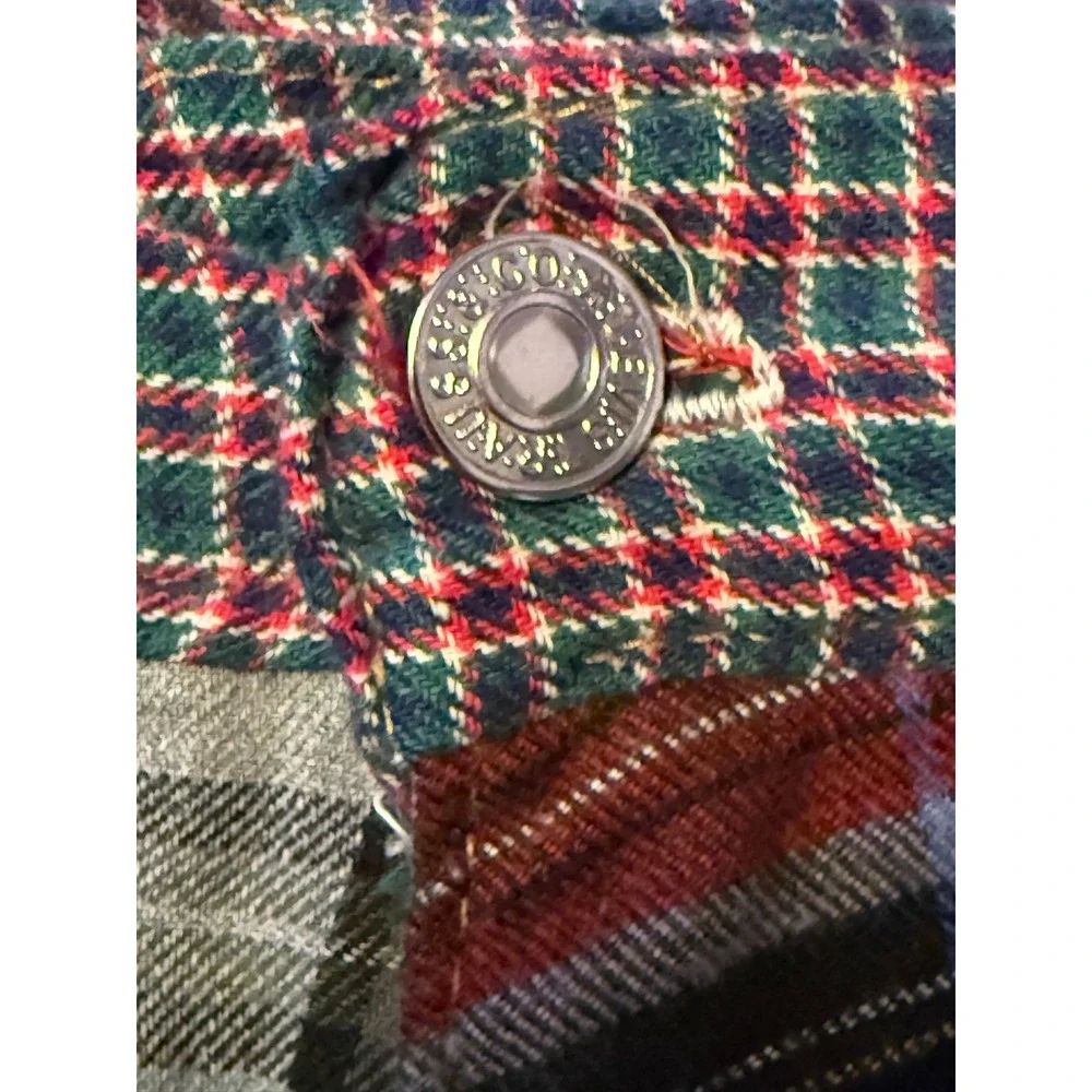 Vtg 90's Custom Patchwork Plaid Flannel Pants Relaxed Fit High Rise 31x30 grunge